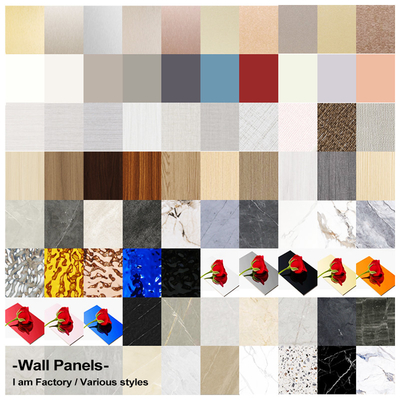 Qualidade Alta densidade estilo minimalista Fibra de madeira de bambu Veneer PET Painel de parede de mármore Fábrica